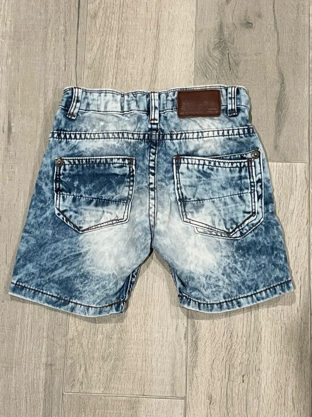 ZARA Boys Denim Shorts Acid Wash Light Blue Rolled Hem Toddler Size 2-3Y 98cm